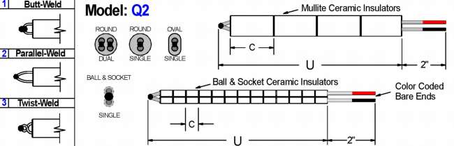 热电偶 Q2 &mdash; base 金属 热电偶 elements 带 陶瓷 insulators