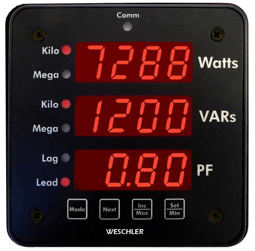 交流 瓦 / VAR / PF 三 功能 数字 开关板仪表 2493 系列 &ndash; Weschler